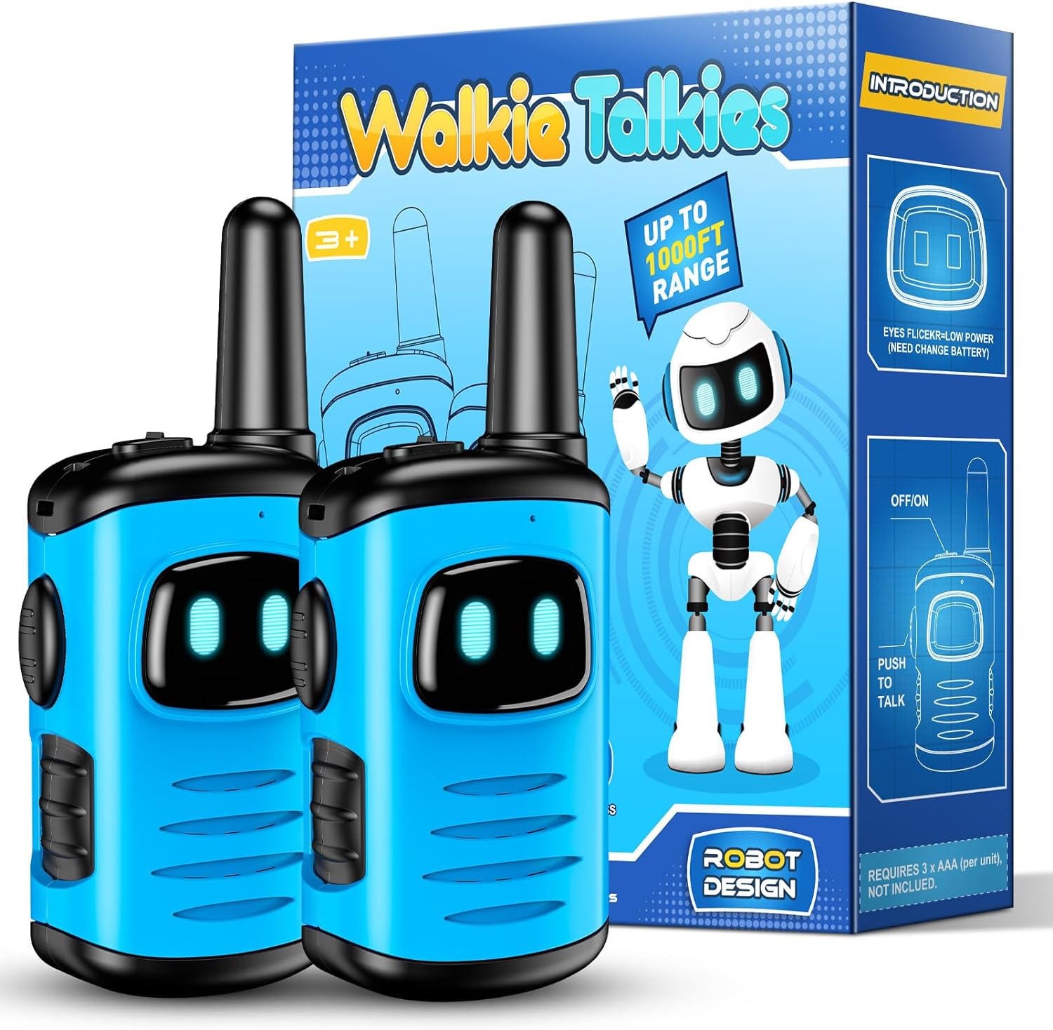 EUTOYZ Boy Toys for3 4 5 Year Old Boy, Walkie Talkie Kids Outdoor Toy Age 3-12 Year Old Boy Girl Gift for 4 5 6 Year Old Boy Gift Age 5 6 7 8 Boy Birthday Gift Sensory Toys Light Blue