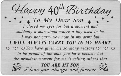 Engraved Wallet Card for 40th Birthday – Personalized Gift for Son Turning 40