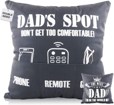 COLOFALLA Dad’s Day Cushion Cover with Pockets, 18 Inch, from Daughter/Son for Dad