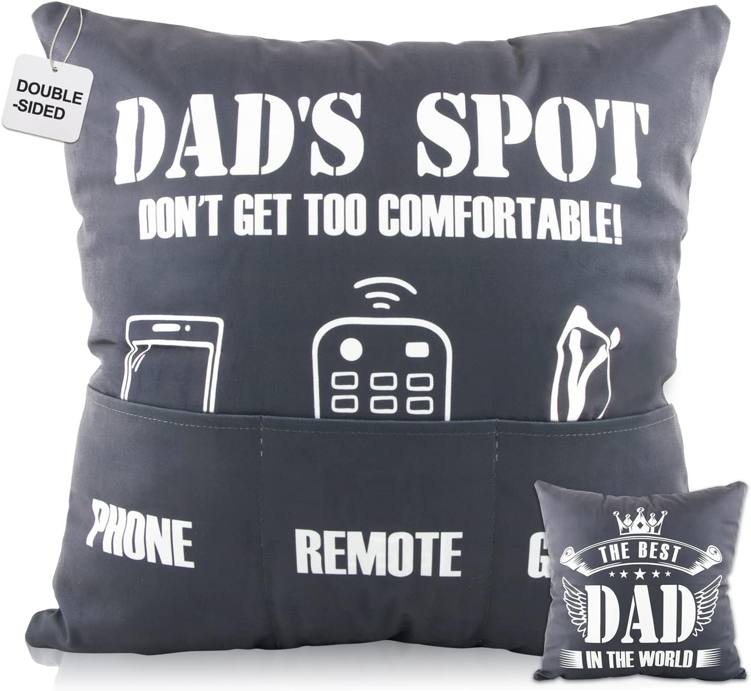 COLOFALLA Dad Birthday Gifts Father's Day Cushion Cover Double-Sided 45x45cm Throw Pillow Cover with Pockets 18 Inch for Dad from Daughter Son for Dad