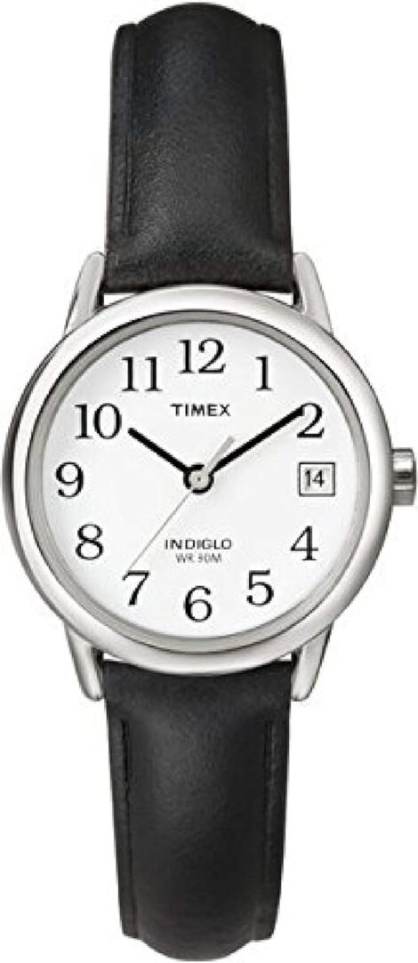 Timex Women’s Easy Reader 25mm Date Watch with Leather Strap.