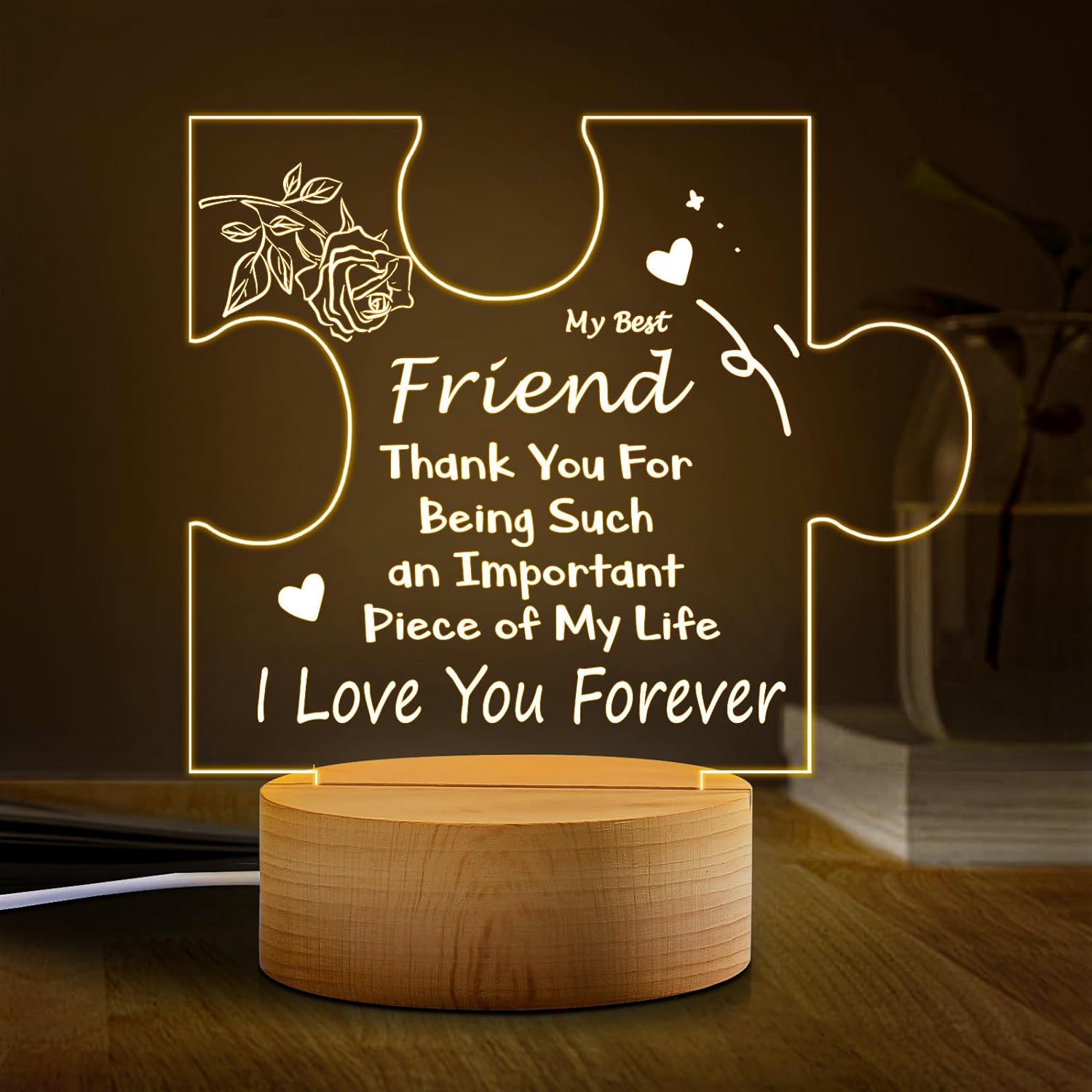 Best Friends Gifts for Women - Friendship Gifts for Women Men Birthday Puzzle-Shaped Night Light Lamp, Gifts Ideas Special Christmas Xmas Present Gifts for Friends Female, Sister, Work Bestie