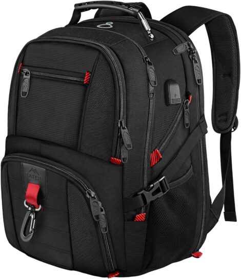 MATEIN Large Travel Laptop Backpack with USB Charging Port – Water Resistant, Anti-Theft, for School, Work, and Travel.