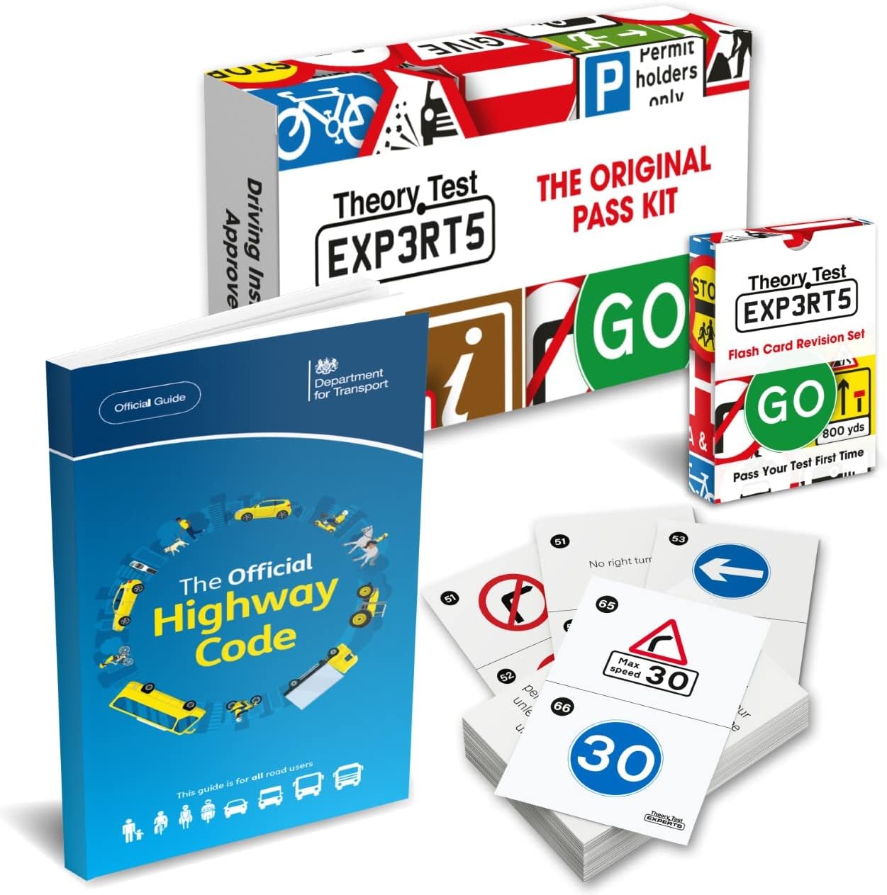 Theory Test Experts Pass Kit - The Highway Code 2023 UK + 128 Road Signs Flash Cards 2023 UK - Driving Instructor Approved - Driving Test Gifts For Teenage Boys & Girls 16-18 Years