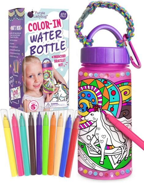 Decorate Your Own Water Bottle Craft Kit – Unicorn-themed Gift for Girls 6+ – Fun Arts and Crafts Toy