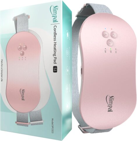 Compact and soothing Slimpal Heat Pad with Timer, an ideal Women’s Gift for Period Cramps. (14 words)