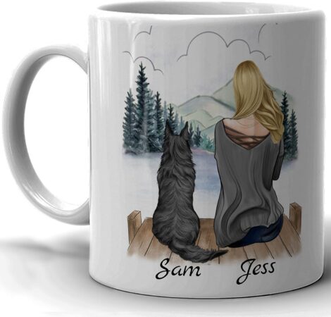 Customised 11oz Ceramic Mug for Women – Microwave Safe, Easy-Grip Handle | Best Pet Friends Dog Lover Gift