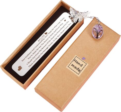 YHH Mum Gifts: Metal Bookmarks with 3D Butterflies & Glass Tree Pendant, Special Present Ideas