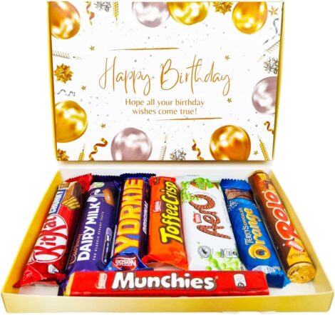 Birthday Chocolate Box with Cadbury, Kitkat, Yorkie, and Terry’s Orange – Perfect Gift for Kids, Him, or Her.