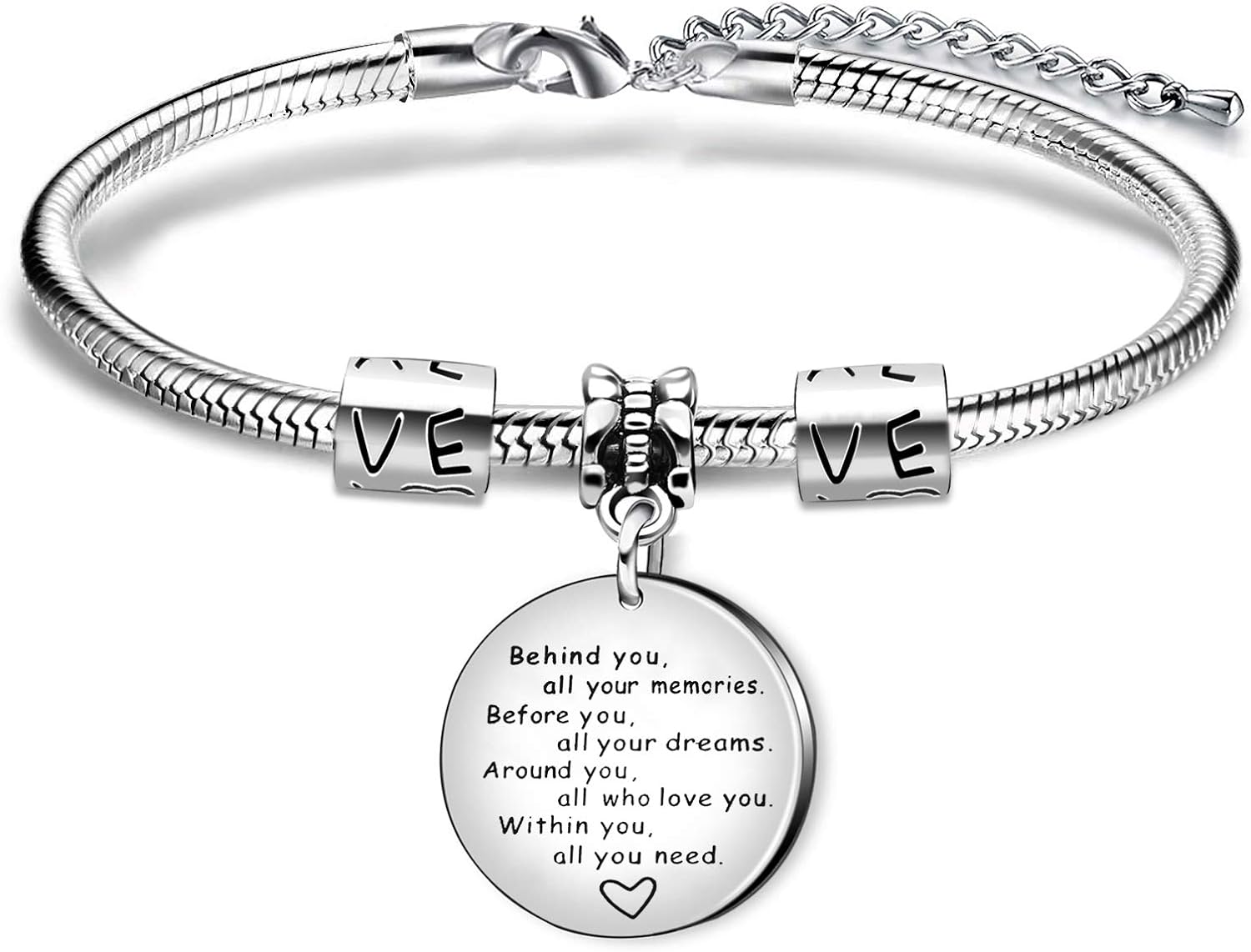 Inspiration Bracelet Gift,Adjustable Silver Pendant Snake Bracelet For Women Lady Girl Gift