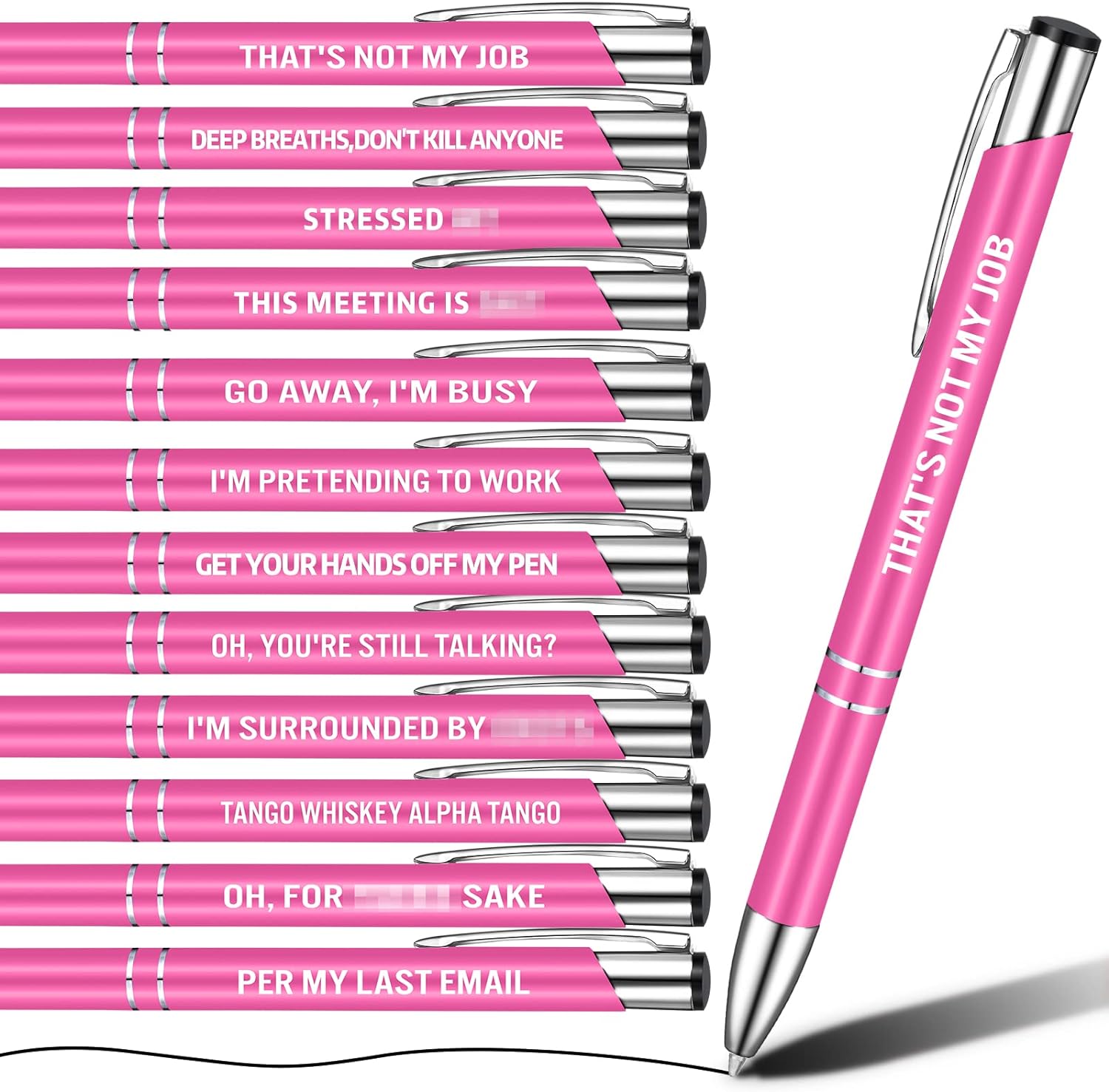 12 Packs Funny Ballpoint Pens Set for Colleagues Funky Stationery Quirky Gift Cheeky Novelty Pens Office Desk Accessories Work Leaving Gift for Colleagues Teachers Adults (Pink)