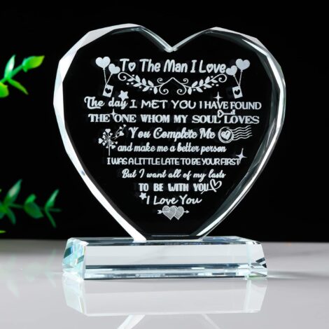 Engraved Glass Heart Keepsake: Romantic Gifts for Boyfriend, Husband – Perfect for Birthday, Valentine’s, Christmas.