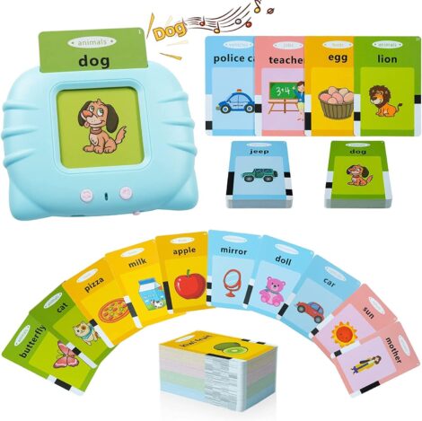 Toddler learning toys for ages 2-4, speech therapy aids, sensory gifts with 112 talking flash cards.