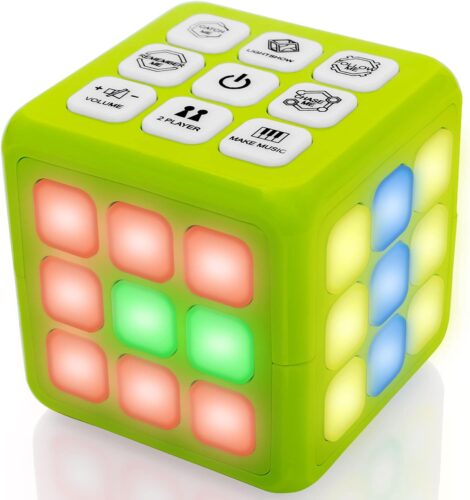 Tevo Cube-it Flashing Cube Memory Game – Compact 7-in-1 Handheld Brain Game for Kids