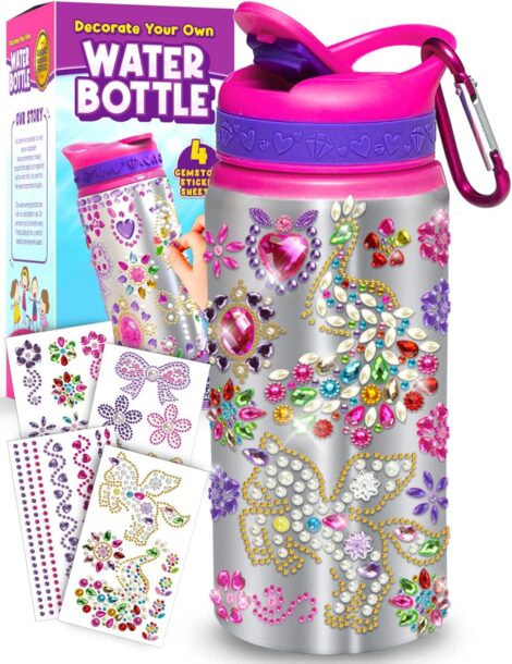 Purple Ladybug Water Bottle Craft Kit, Unique Gifts for 7 Year Old Girls, Fun Travel Arts and Crafts Age 6-12.