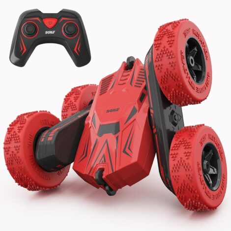 SGILE RC Stunt Car: 4WD Remote Control Toy for 6-12 Year Old Kids, Red.