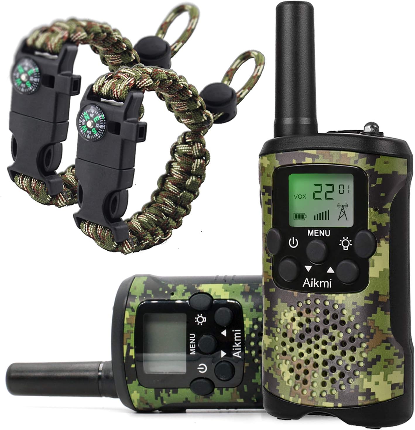 Walkie Talkies for Kids 8 Channel 3 KM Long Range Ingenious Communication Gadget Preventing Myopia Toys Best Birthday Gifts for 4-6 year old Boys Fit Outdoor Adventure Game Camping(Green camo)