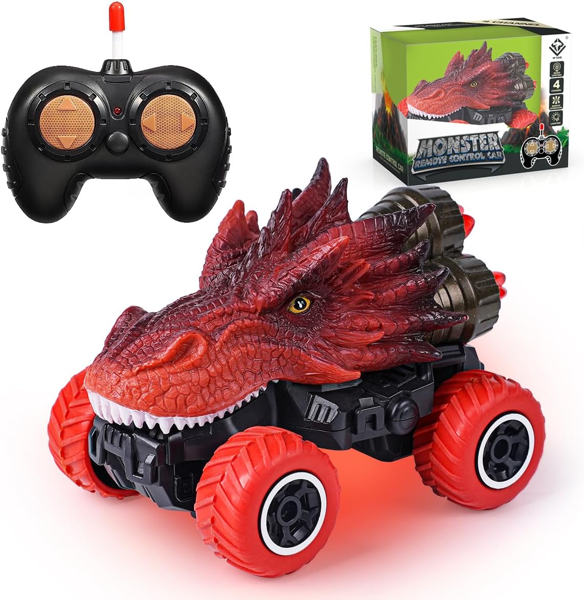 VATOS Dinosaur RC Car Toys for 3 4 5 6 Year Old Boys Girls - Remote Control Fun Great Birthday Gift for Kids, Dinosaur Toys Rc Car Birthday Gift Present for 3-12 Year Old for Boy Kids Girl