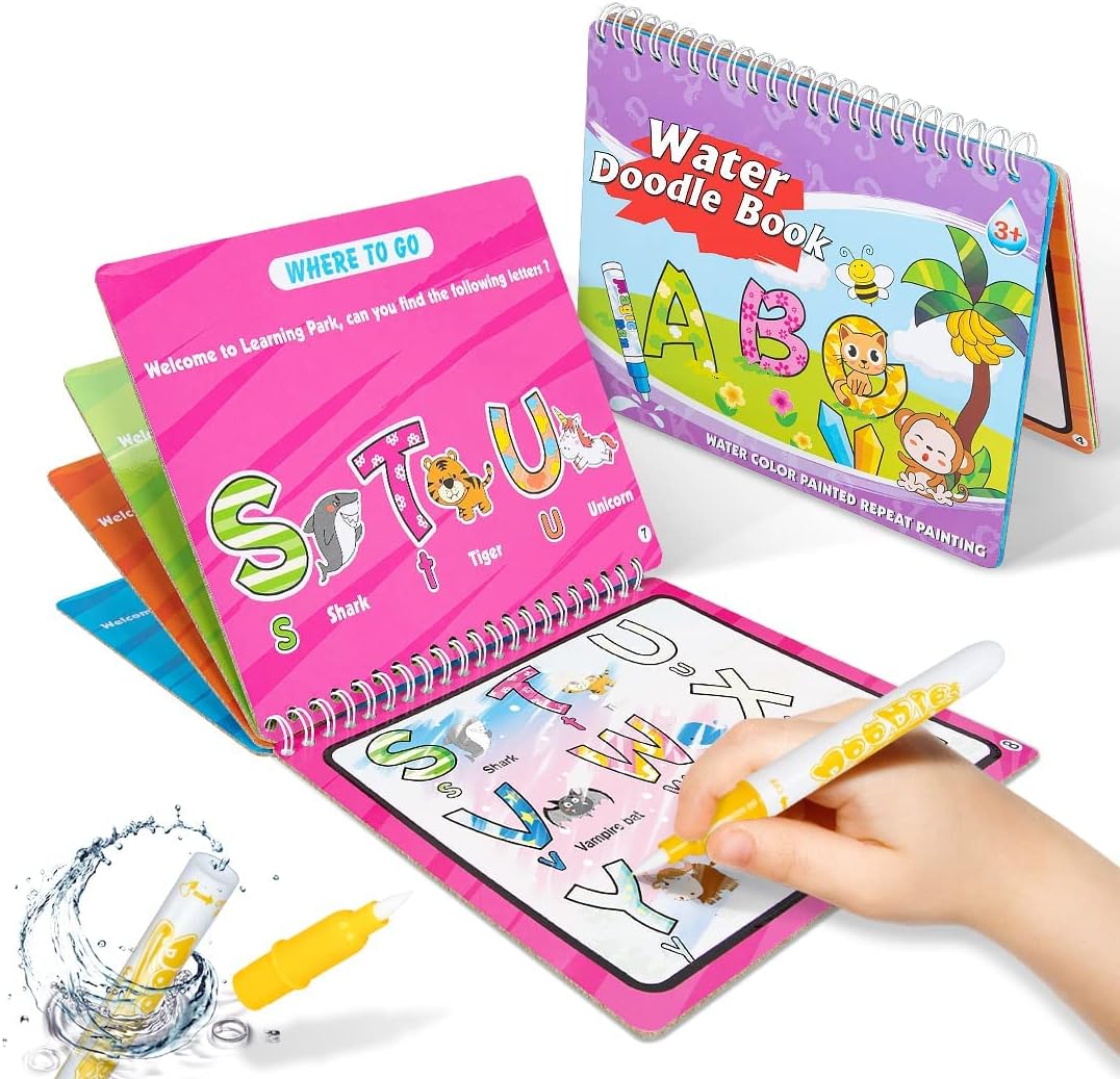 SYHLN Toddler Travel Toys for 1 2 3 Year Old Boy Girl Gift,Aqua Water Painting Doodle Books for Kids Arts Crafts Toy Age 1-2 Educational Toys for 2-3 year old,Birthday Gifts for 2-4 Year Old Girls