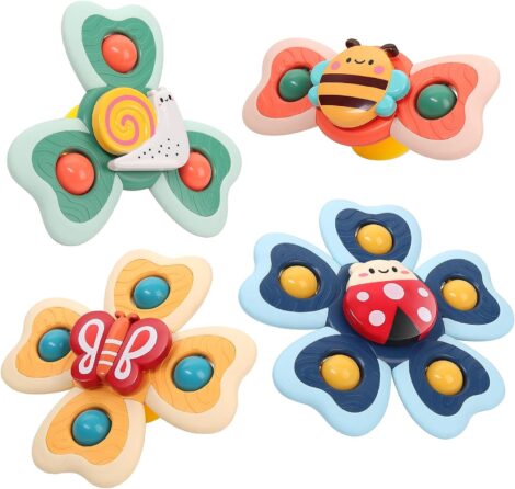 Baby suction cup spinning top toys for sensory play and travel, a gift for toddlers aged 1-3.