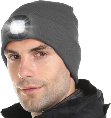 LED Beanie Cap – Rechargeable Headlamp Hat perfect for Outdoor Activities, Christmas Gifts for All.