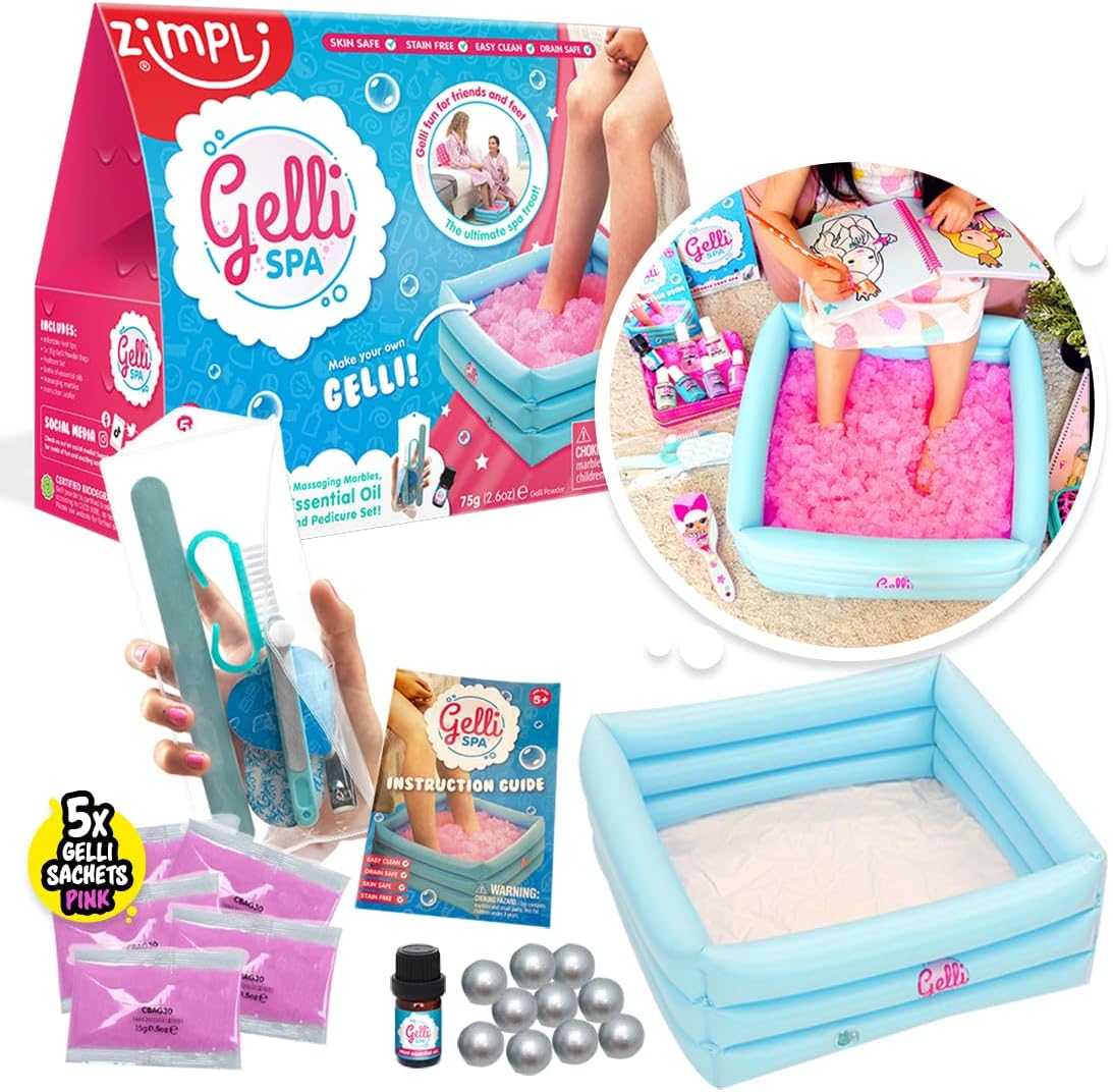 Gelli Spa from Zimpli Kids, 5 Use Pack, Children's Pamper Party Treat, Manicure and Pedicure Set for Teens or Tweens, Sensory Play Toy for Girls and Boys, Ideal Birthday Gift Present