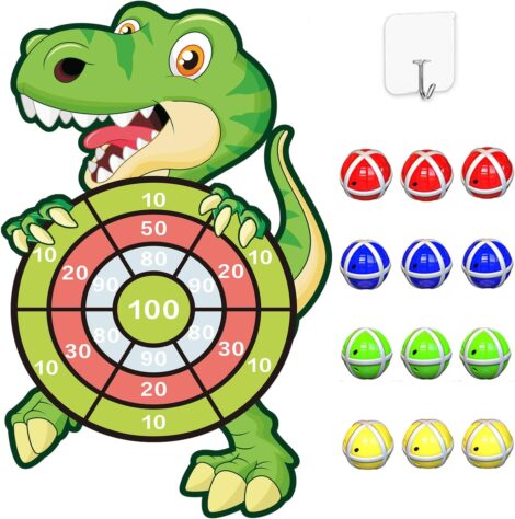 Dinosaur Toys Set: 30″ Dart Board with 12 Balls – Ideal Boys’ Birthday and Christmas Gifts.