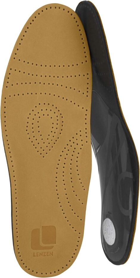 Lenzen Leather Insoles with Arch Support, Heel Cushion, and Activated Carbon for Men and Women