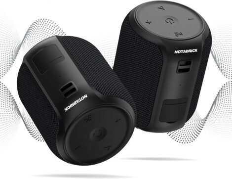 Portable Bluetooth speakers (2PCS) with 15W loud stereo, enhanced bass, 100ft wireless range, IPX6 waterproof. Perfect for travel, sport, gifts.