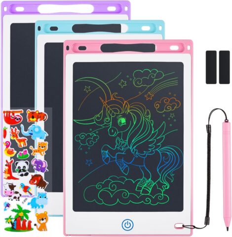 Pystuvo 3 Pack LCD Writing Tablet for Kids – 8.5 Inch, Colorful Screen Doodle Pad