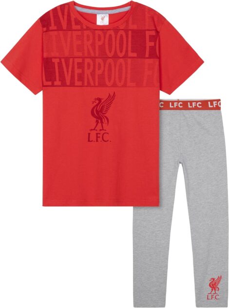 Liverpool Boys’ Football Pyjama Set, Ages 4-14, Official LFC Nightwear (Perfect Gift)