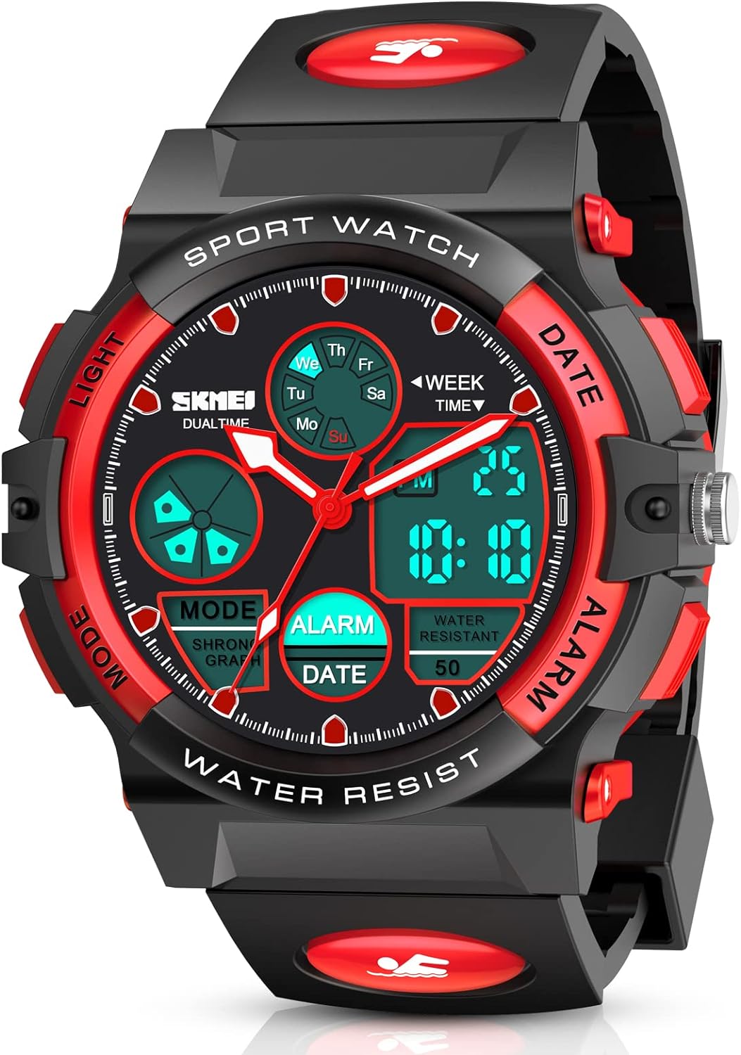 Sport Digital Kids Watch, Multifunction Waterproof Watch for 6-15 Year Old Boys Girls with LED Light Alarm and Calendar Date