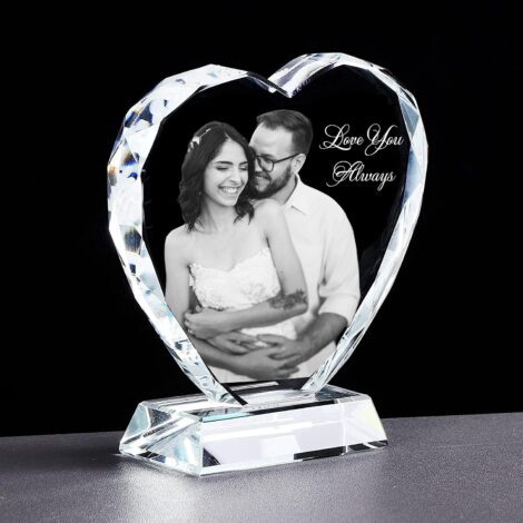 Customizable Glass Heart Frame, Ideal Wedding or Anniversary Gift for Women. Perfect for Christmas.