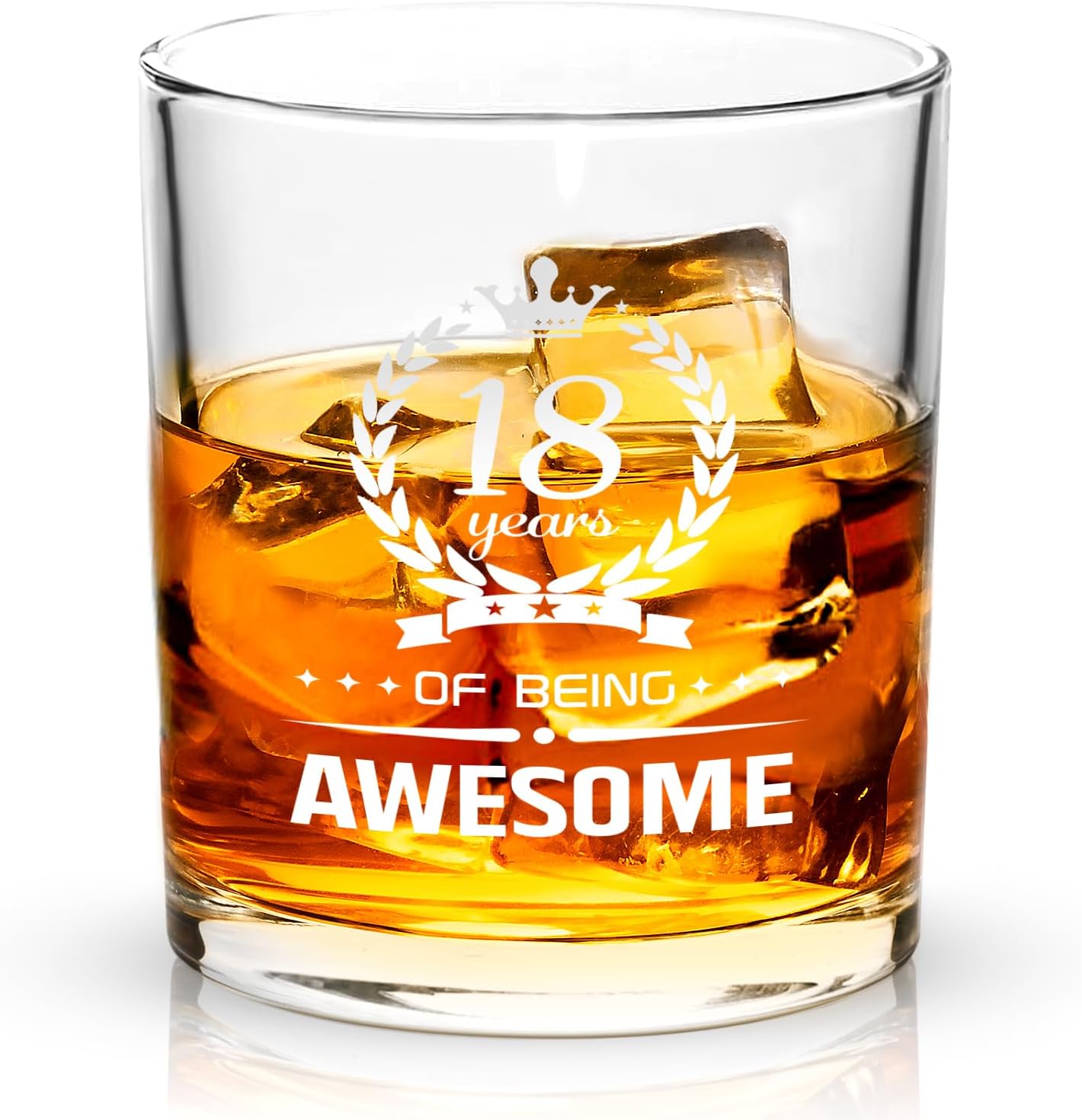 Joymaking Whiskey Glass Gifts - 18 Years of Being Awesome, 18th Birthday Gifts for Boys Girls 18th Birthday Decorations for Boys Girls 18st Birthday Gifts for Men Boyfriend Birthday Gifts 310ml