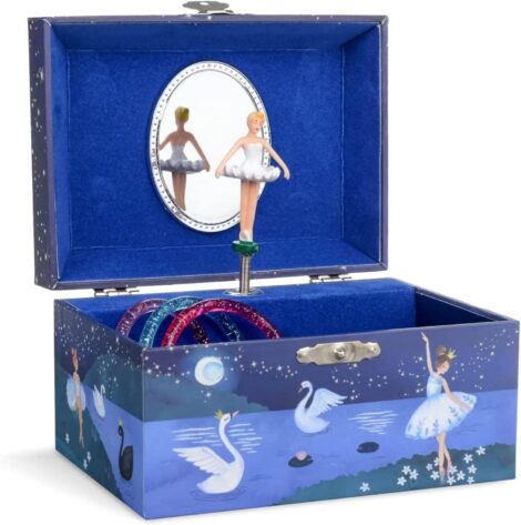 Jewelkeeper Ballerina Musical Jewellery Box, Glitter Swan Lake Design, Spinning Dancer