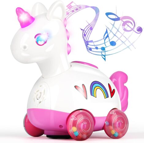 DINORUN Unicorn Sound Toys: Fun Crawling Toys for 1-4 Year Olds, Ideal Musical Baby Birthday Gifts (6-12 Months)