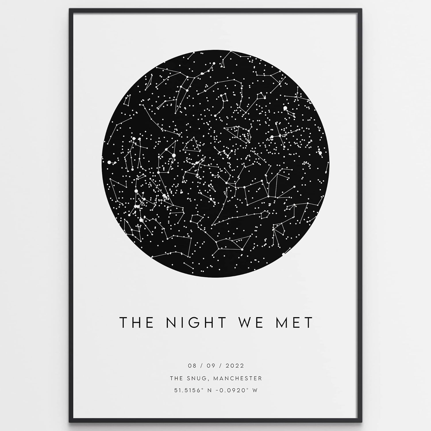 Custom Star Map Print - Night We Met - Anniversary Gift Romantic - Night Sky Constellation Print Personalised