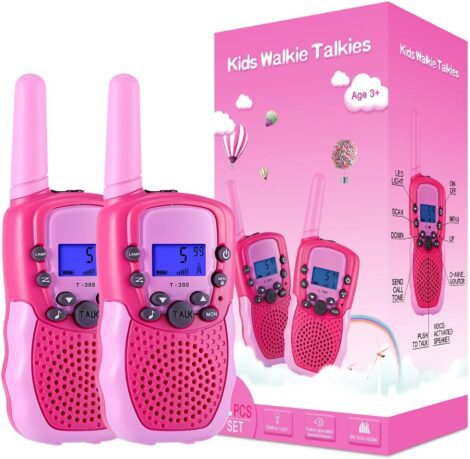 Kearui Toys: Walkie Talkies for Kids (Pink) – 8 Channels, 3 Miles Range, VOX Function & LED Flashlight