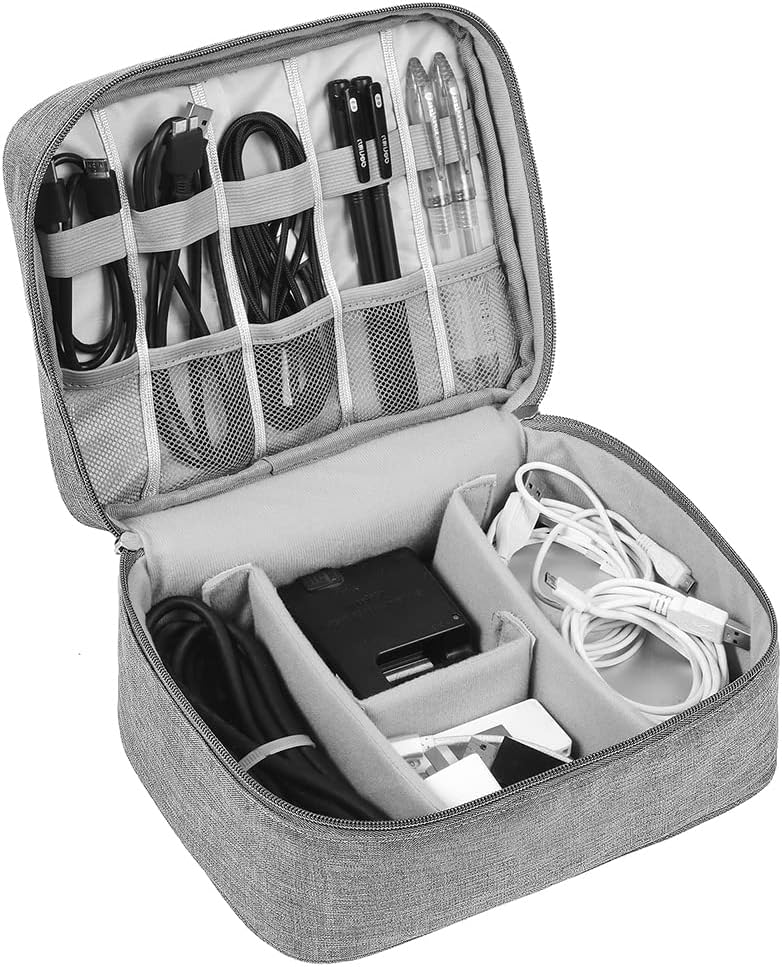 HCFGS Travel Cable Organiser Bag, Electronics Accessories Organizer Bag, Universal Carry Travel Gadget Bag for Cables, Power Bank ,USB Drive, Charger Hard Disk (Gray)