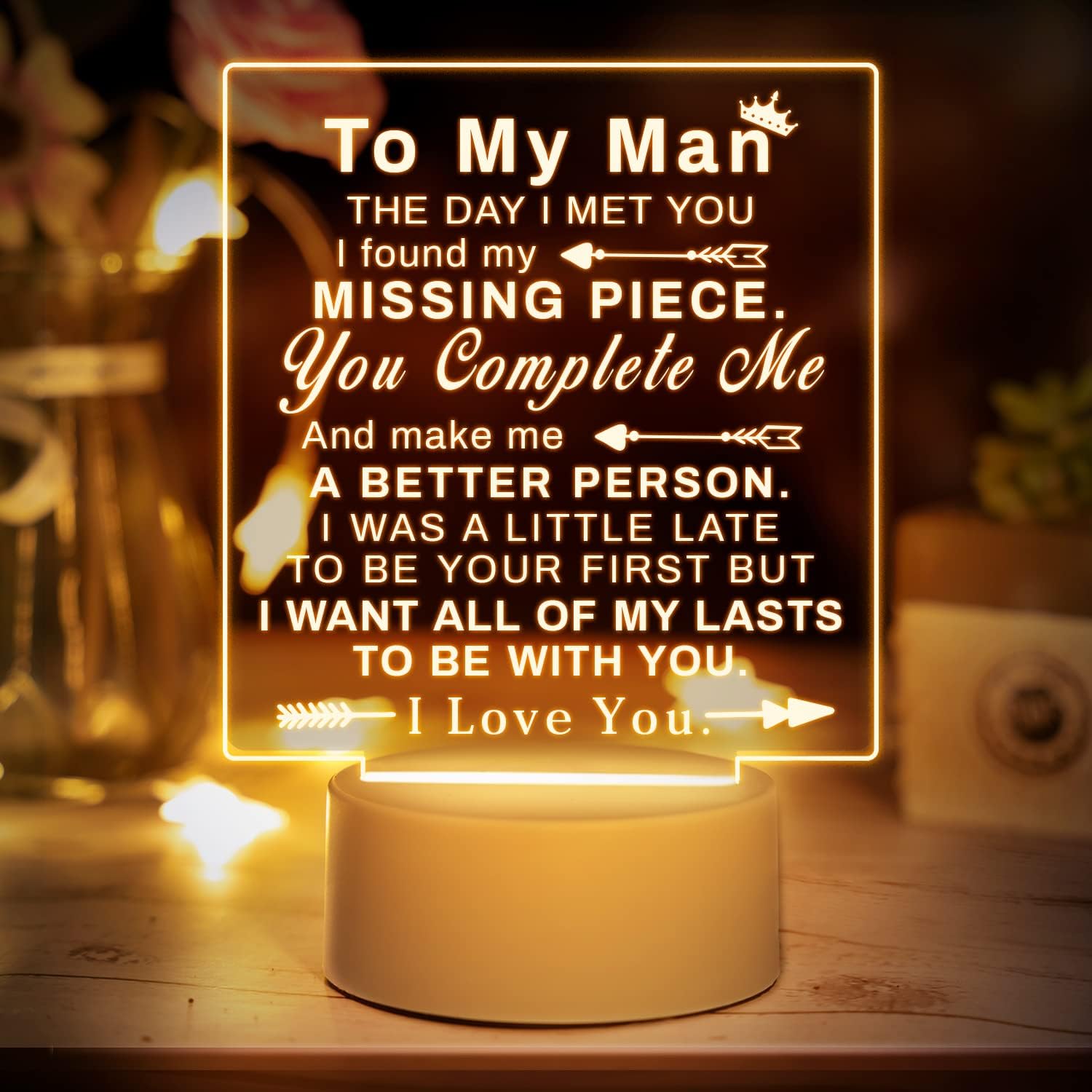 Boyfriend Gifts - Boyfriend Birthday Gifts Night Light, Touching Words Engraved Valentines Gifts for Him, Valentines Day Gifts Men, 1 Year Anniversary Boyfriend Gifts