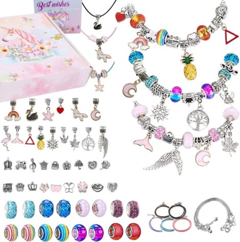 Colorful Charm Bracelet Kit – DIY Arts and Crafts Set, Perfect Gift for Girls Age 8-12