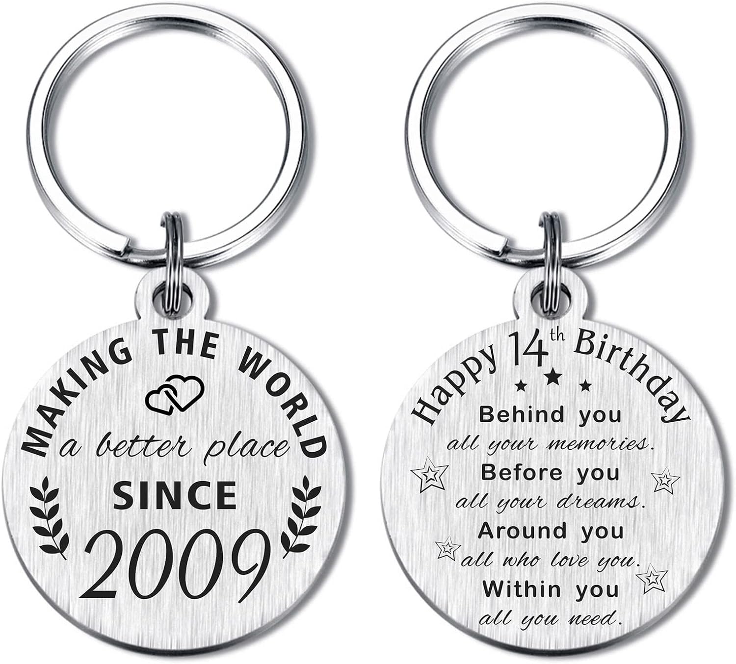 ABBNT 14th Birthday Gifts for Girls Boys, Born in 2009 Gifts, 14 Year Old Birthday Keychain, 2009 Birthday Decorations