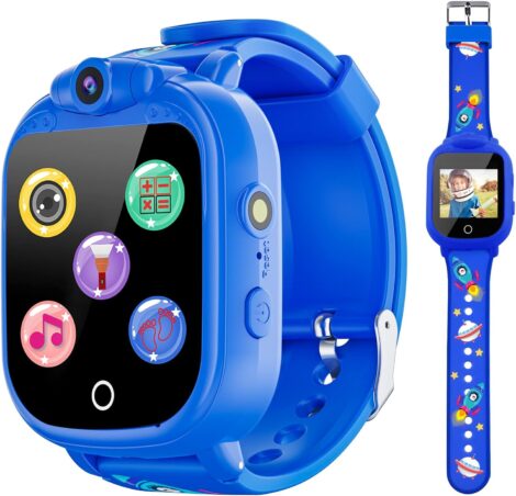 Kids Smart Watch with Camera, Games, Music, Pedometer, FM Radios, Flashlight – Perfect Birthday Gift for Boys 4-12.