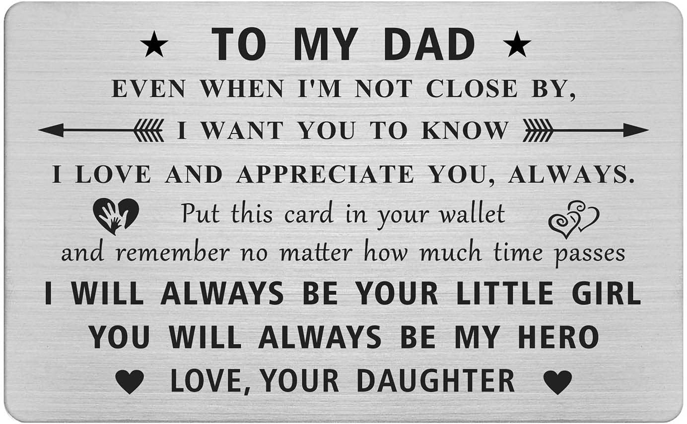 Jzxwan to My Dad Gifts from Daughter, Best Dad Gift Ideas For Men, Dad Birthday Christmas Wedding Father's Day Wallet Card from Daughter Unique, Hero Dad I Will Always be Your Little Girl Presents