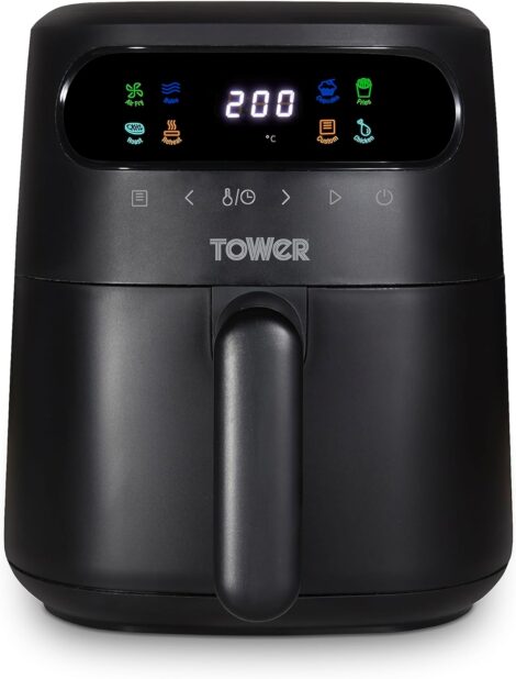 Tower Vortx 3L Air Fryer – Digital Display, Control Panel, 7 Pre-sets, 1300W, Black.