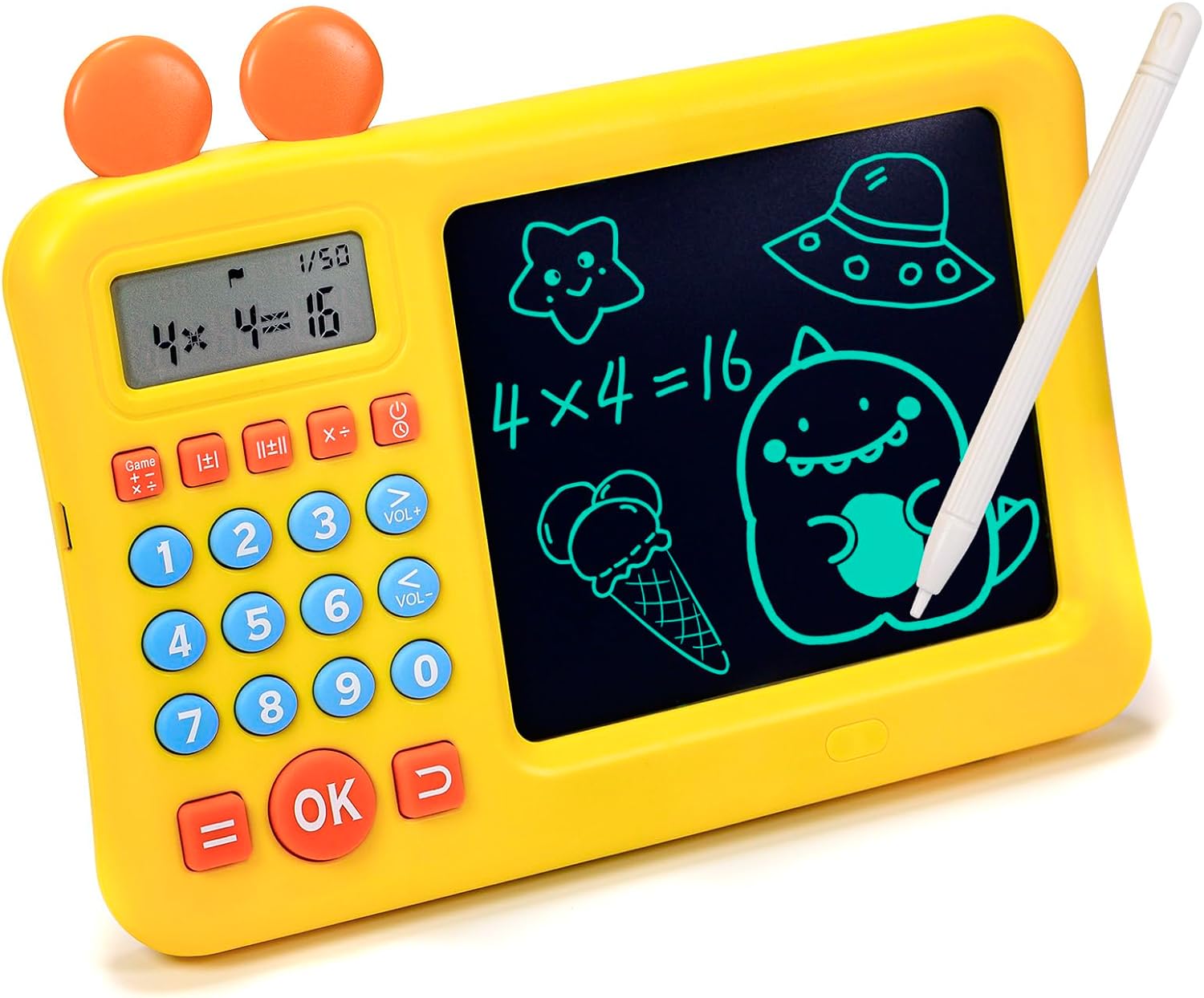 Kids Math Calculator, Toddler Games Learning Educational Toys Gifts for 4 5 6 7 8 9 Year Old Boys and Girls, Number Calculate Training Machine & LCD Drawing Scribble Boards Montessori Toy for KS 1 2 3