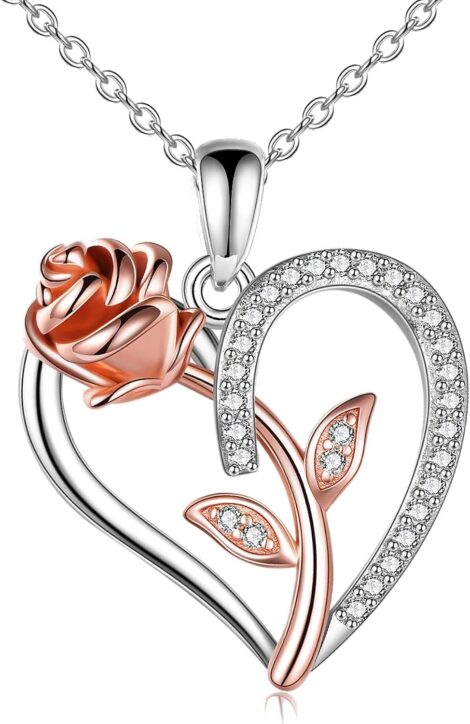 Sterling Silver Heart Necklace: Animal Pendant, Ideal Gift for Her on Valentines’ or Anniversary.