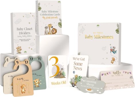 Newborn Unisex Baby Gift Set with Milestone Cards and Closet Dividers – Perfect Baby Gifts