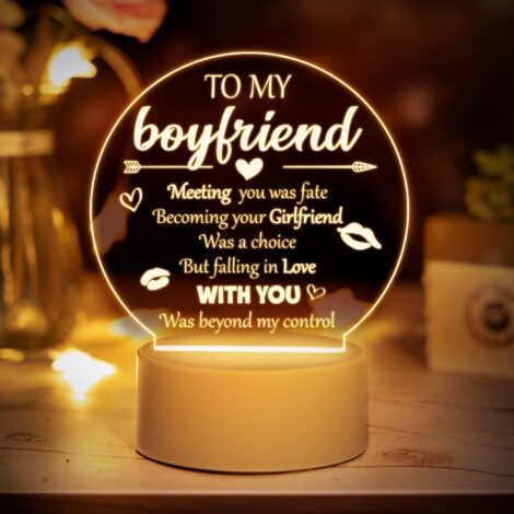 Engraved Acrylic Night Light: Romantic Boyfriend Gift for Valentine’s, Birthday, Anniversary – from Girlfriend