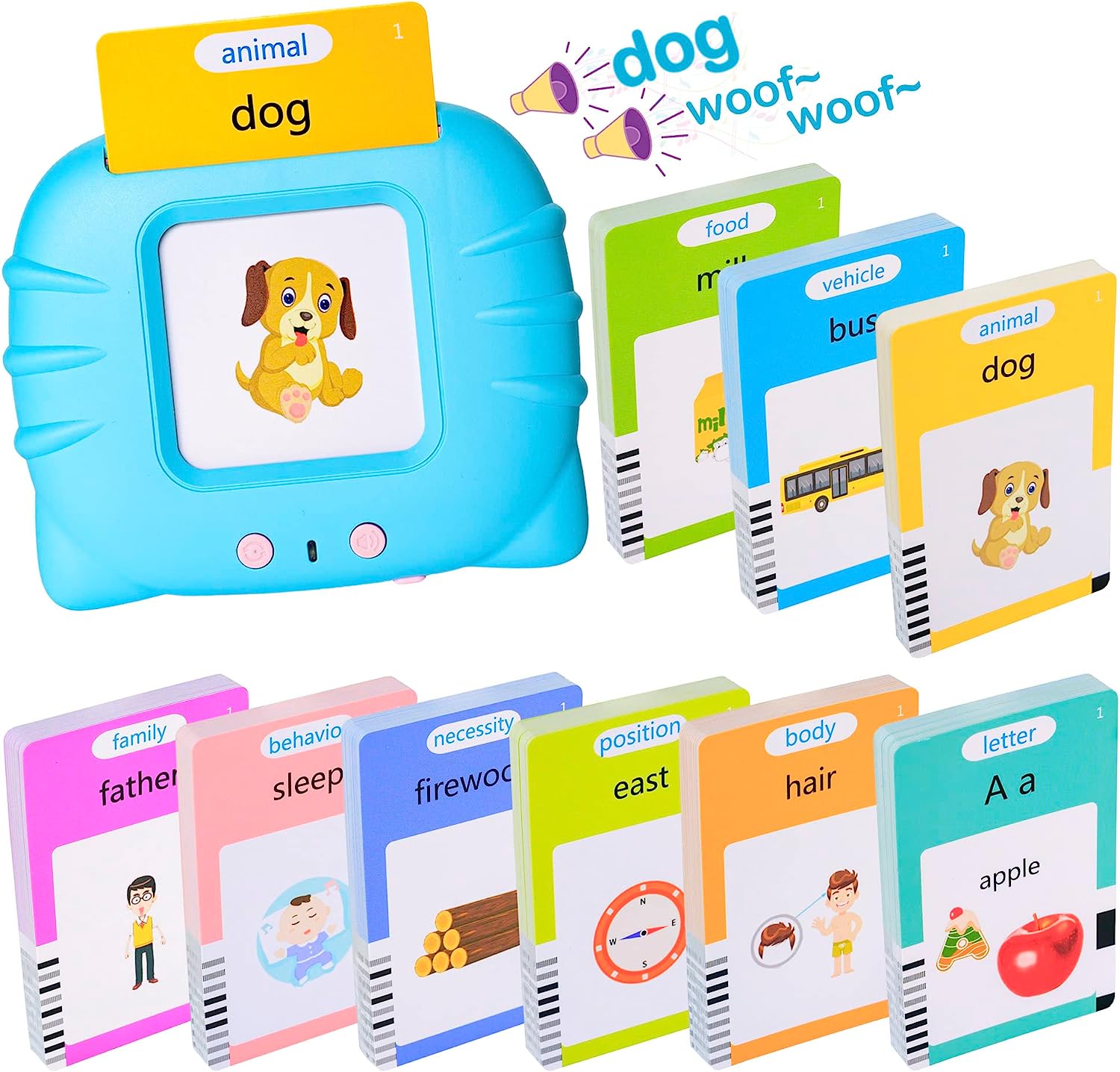 Talking Flash Cards Early Educational Toys for 3 4 5 6 Year Old Baby Boys Girls, Preschool Learning Reading Machine with 224/510 Words, Montessori Interactive Gift for Kids Toddlers